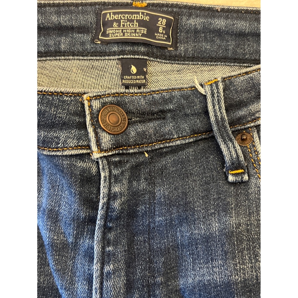 Abercrombie & Fitch Simone High Rise Super Skinny‎ Distressed Jeans Blue 28/6S
